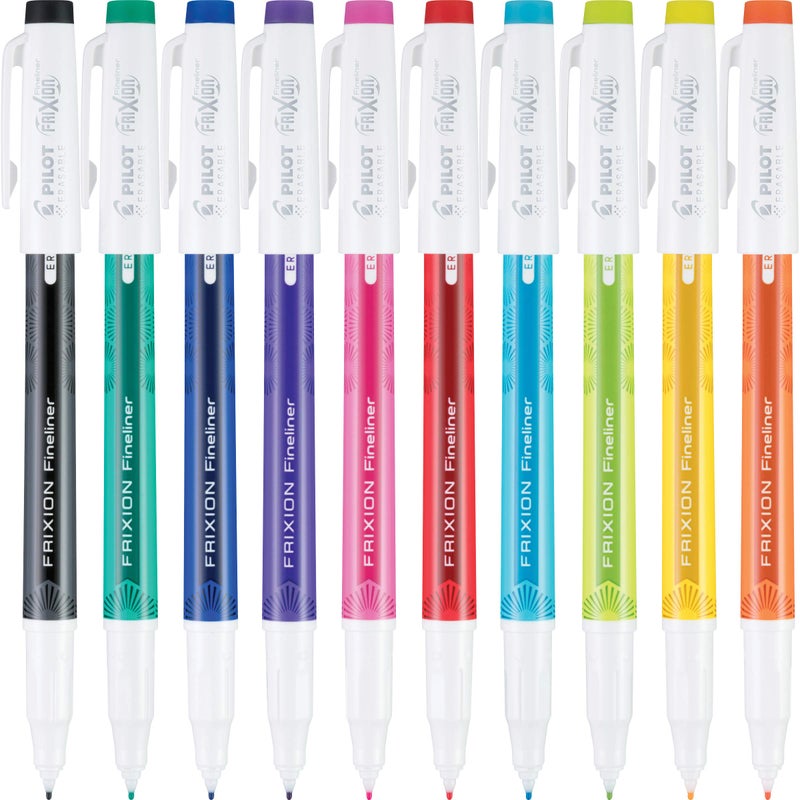 Pilot FriXion Fineliner Erasable Marker Pens, Fine Point 0.7 mm, Pack of 10, Classic Colors, Erasable Pens - Ideal for School, Journaling, & Office Writing - Image 2